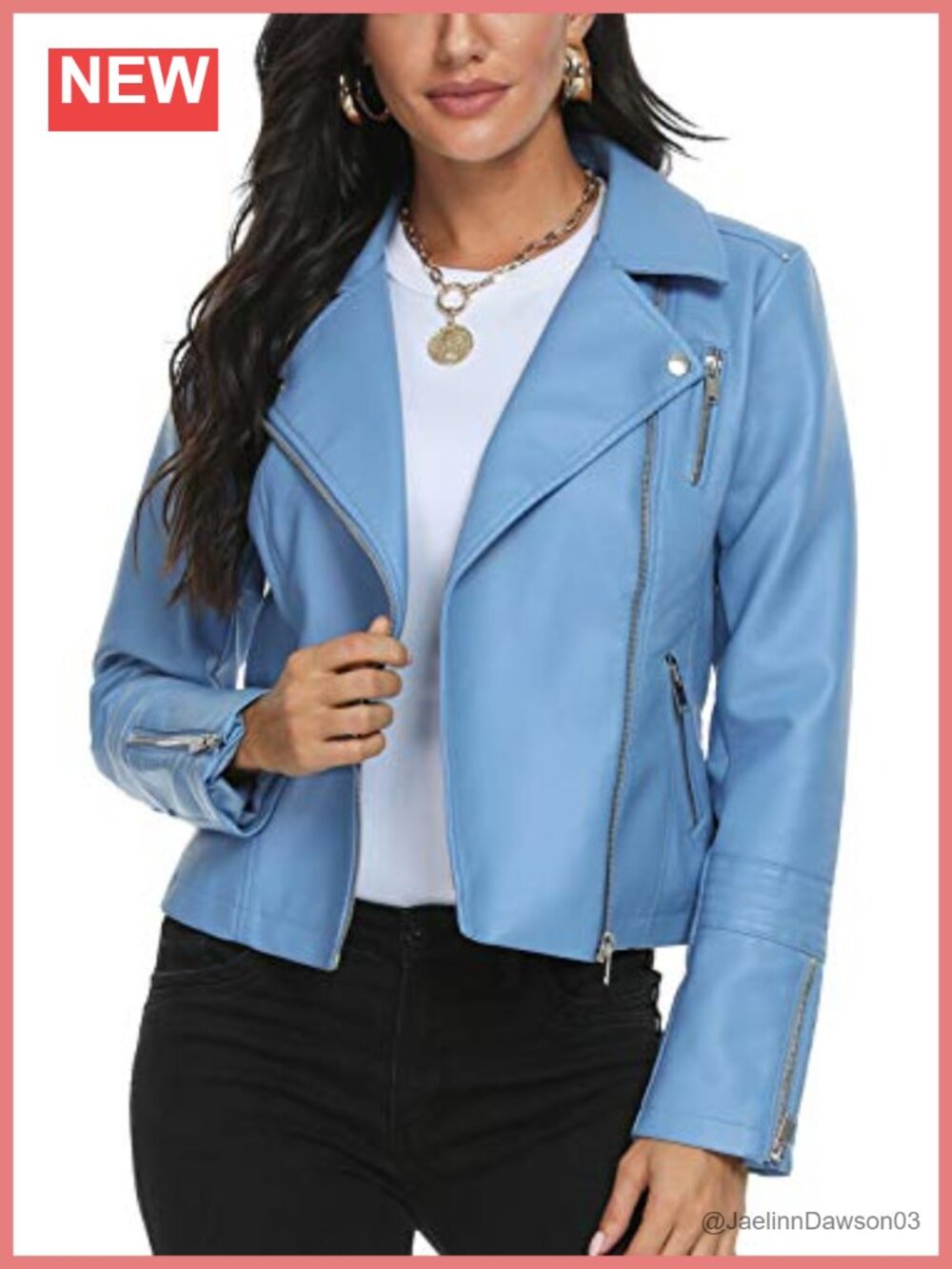 Faux Leather Jacket Moto Biker Coat Slim Fit Lightweight Vegan